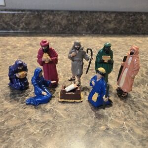 9‎ Piece Vintage Hard Rubber Christmas Nativity Set VGC